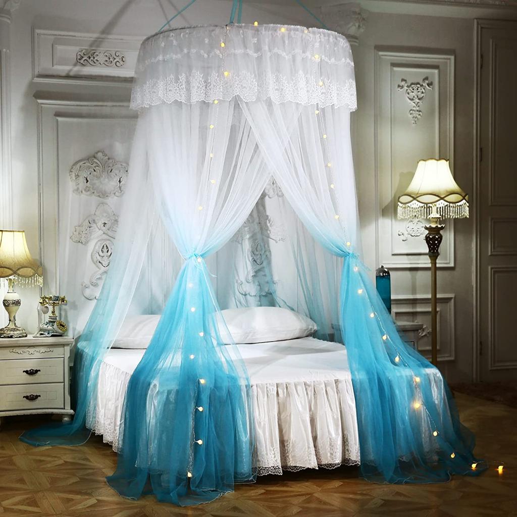 Amazon.com: Mengersi Pirncess Bed Canopy for Girls & Adults with Lights,Round Dome Ombre Canopy Bed Curtains Mosquito Net Play Tent for Kids Teen Adult King Queen Full Double Bed (Round Canopy +