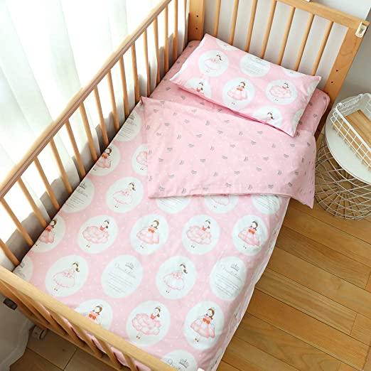 Amazon.com: Toddler Bed Bedding Set ,100% Cotton Unisex Crib Bedding Set for Boys Girls,3Pcs Include Duver Cover,Pillowcase ,Fitted Sheet, Nursery Bedding (Princess) : Baby