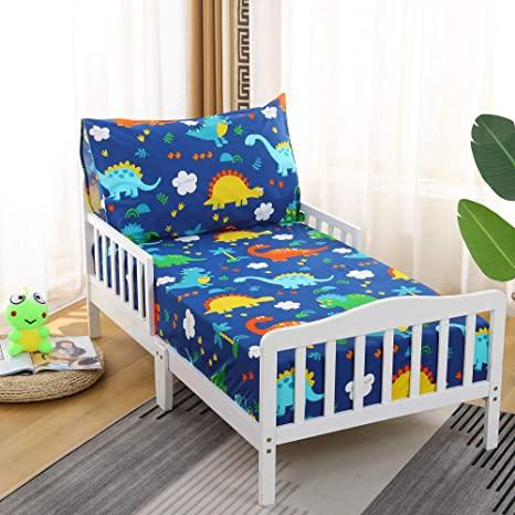 Amazon.com: Cloele Toddler Bedding Set Dinosaur - Kids Bed Set 2 Piece Toddler Bed Sheet Set - Includes Fitted Sheet and Reversible Pillowcase - 100% Cotton Soft Baby Bedding Sheet & Pillowcase for Boys : Baby