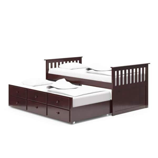 Storkcraft Marco Island Espresso Twin Captains Bed with Trundle and Drawers 09640-319