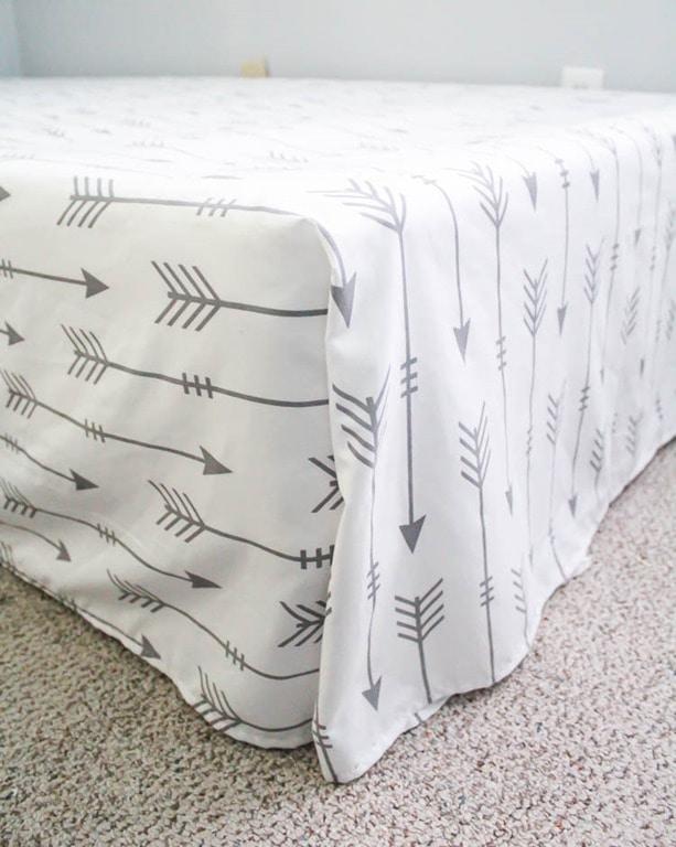 How To Make A Bed Skirt From A Flat Sheet - Lovely Etc.