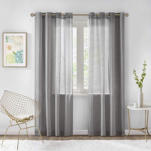 Curtains in Linen with Linen Appearance in the Bedroom Curtains Semi Sheer Beaded Curtain for Small Solid Sheer Grey Short, grey, 2x H/B: 229/147 cm: Buy Online in UAE at desertcart
