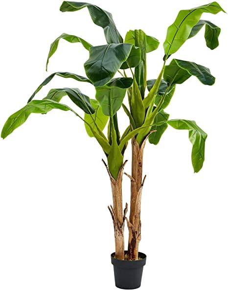 72-inch Artificial Banana Leaf Tree- Double Trunk Style Faux Plant in  Sturdy Pot Realistic Indoor Potted Topiary : Home & Kitchen