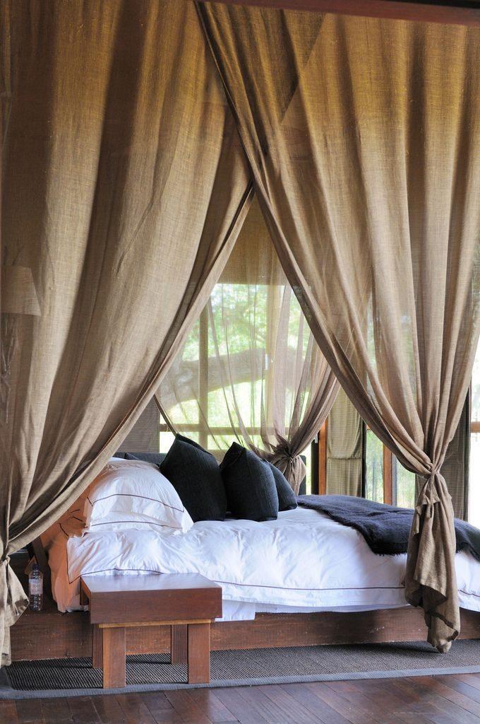 bed with curtains