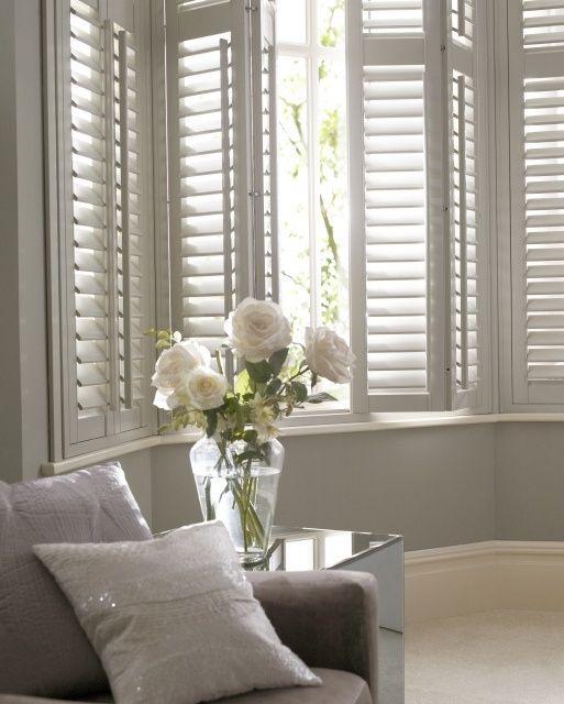 White shutters give a clean and crisp look that offers pure perfection. | Home living room, House interior, Home