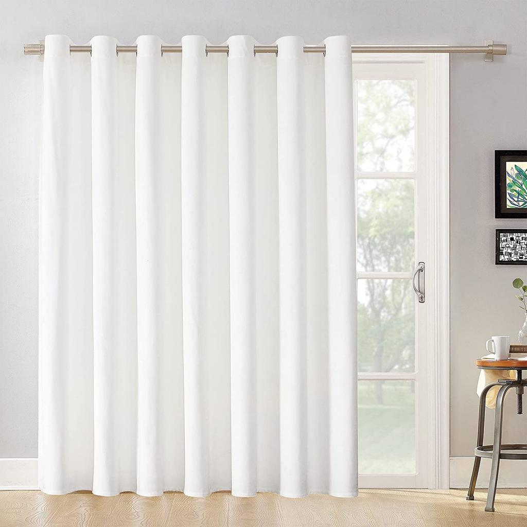 Buy Victree Room Divider Curtain for Bedroom, Wide Velvet Curtains for Sliding Glass Door, Grommet Screens Privacy Curtain Panel for Living Room, 1 Panel, 9ft Wide x 7ft Tall, Bleach White Online