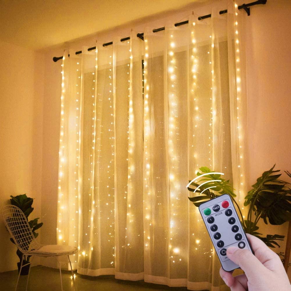Buy Window Curtain String Lights, 300 LED USB Powered String Lights, 8 Lighting Modes Waterproof Decorative Lights for Bedroom Wedding Party Backdrop Outdoor Indoor Wall Decoration9.8x9.8 Ft Online in Indonesia. B07ZJ8X5JK