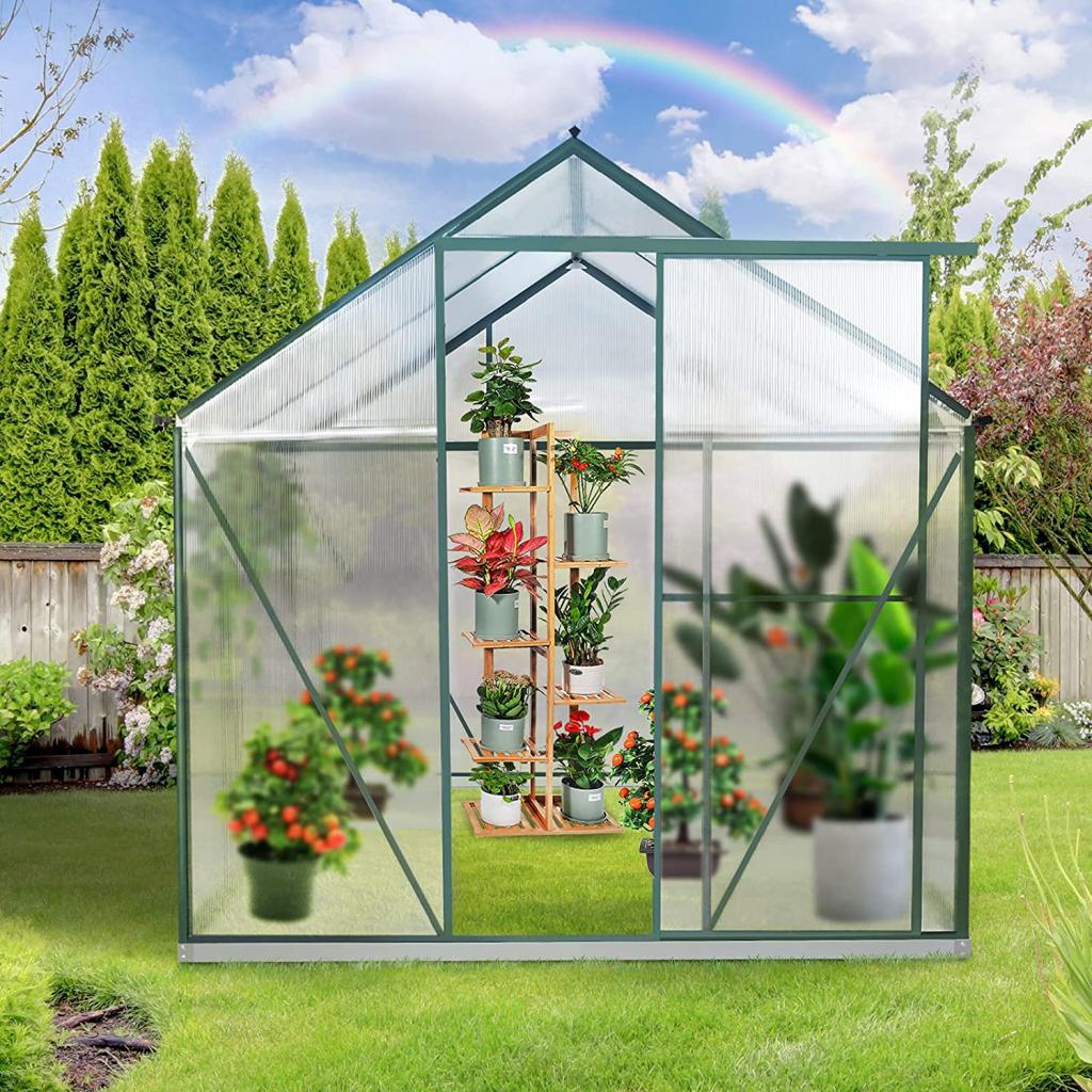 Buy JULY'S SONG Upgraded 6'x4' Greenhouse,Polycarbonate Plant Greenhouse with Window for Winter,Heavy Duty Garden Green House Kit for Outdoor Use Online in Saint Helena, Ascension and Tristan da Cunha. B098TLT9WJ