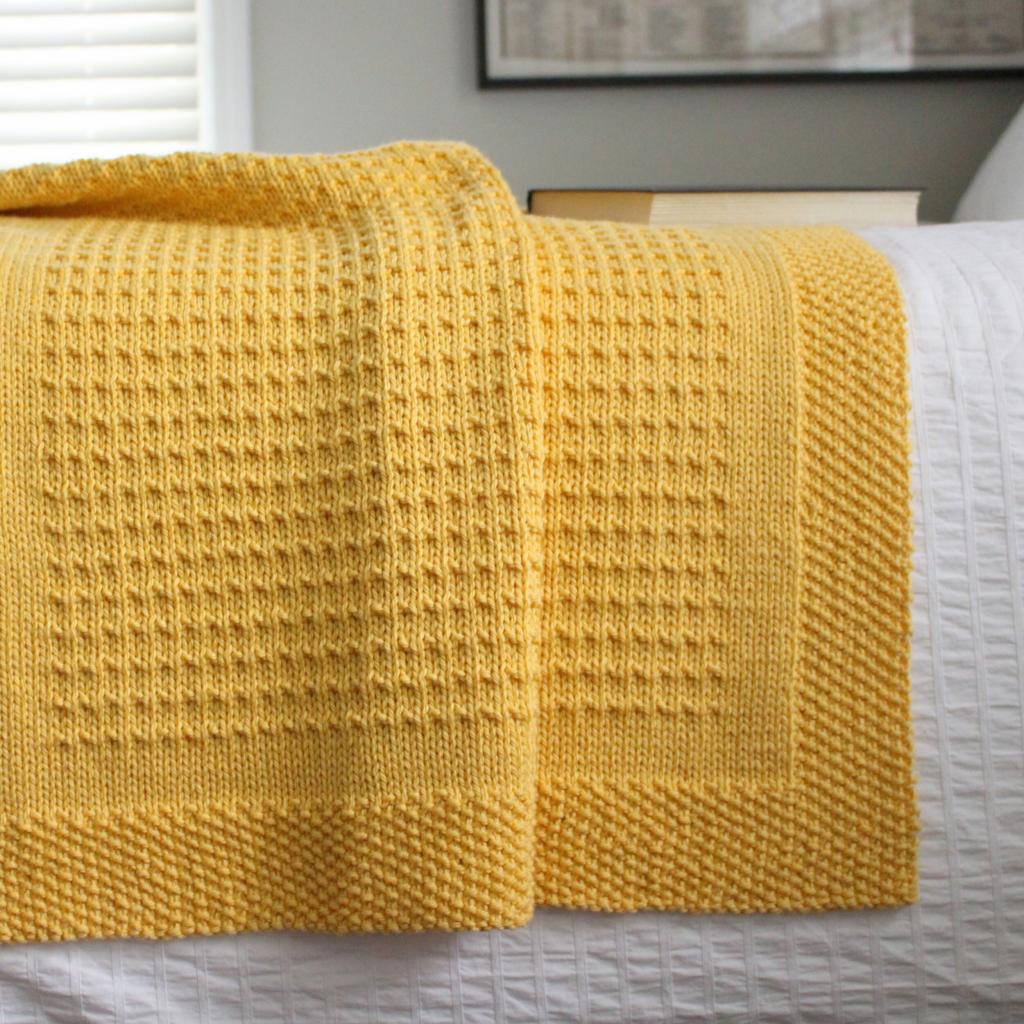 Blanket Knitting Pattern for Worsted Yarn Seed Stitch Border - Making Plans - Baby Throw Afghan — Fifty Four Ten Studio