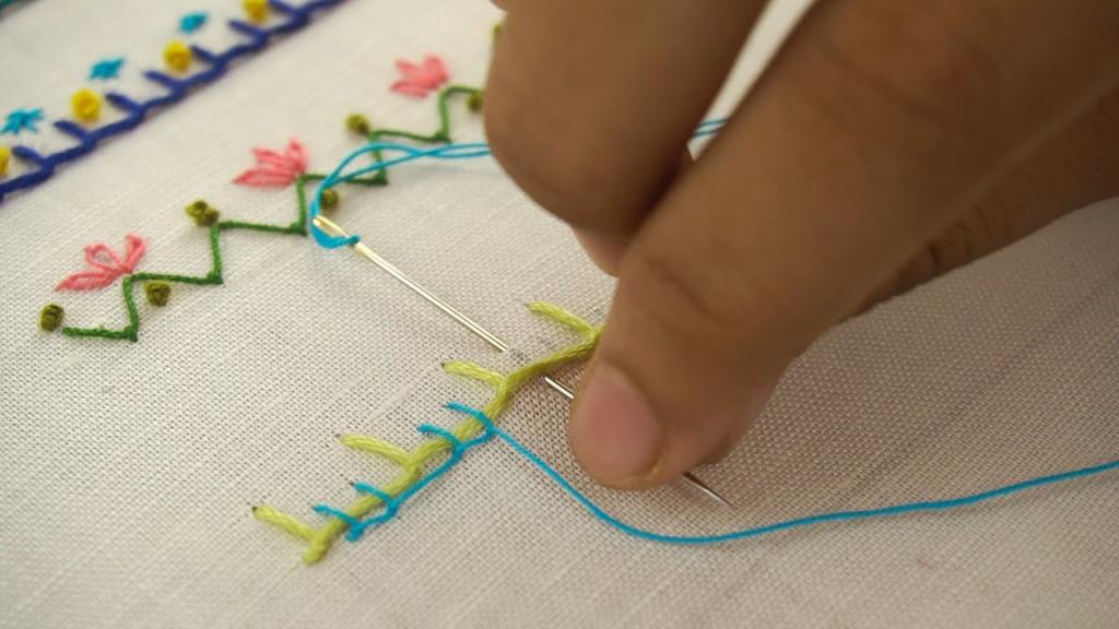 Beginners' Embroidery: Blanket Stitch | Hand Embroidery Borders - YouTube
