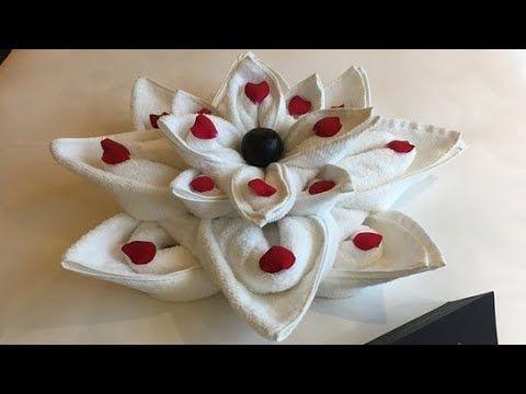 Lotus Towel Art | How To Make Towel Flowers - YouTube | Towel crafts, Towel animals, How to fold towels
