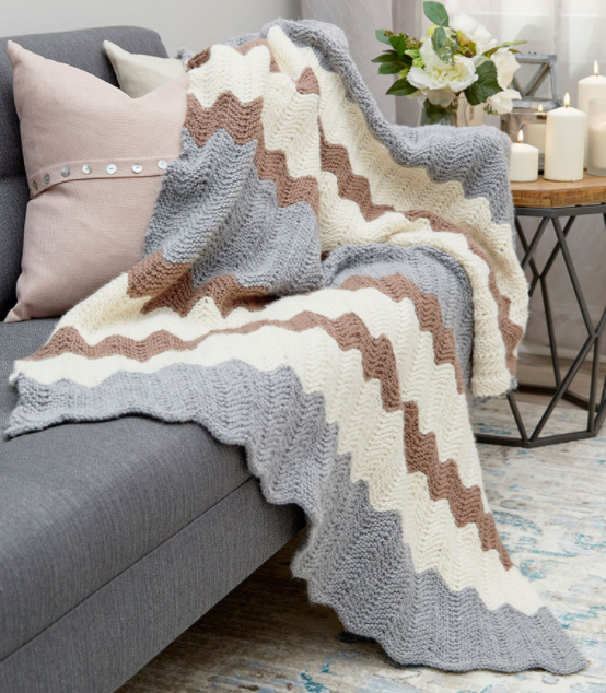 Calming Chevron Knit Blanket Pattern | AllFreeKnitting.com