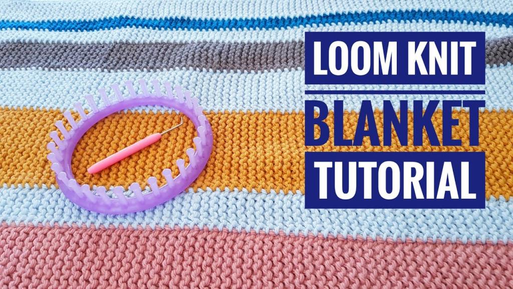 How to Loom Knit a Garter Stitch Striped Blanket / Rug using a Round Loom (DIY Tutorial) - YouTube