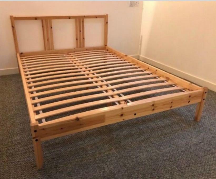 NEGO) IKEA Bed Frame (FREE Sultan Lade Slatted Bed Base), Furniture & Home Living, Furniture, Bed Frames & Mattresses on Carousell