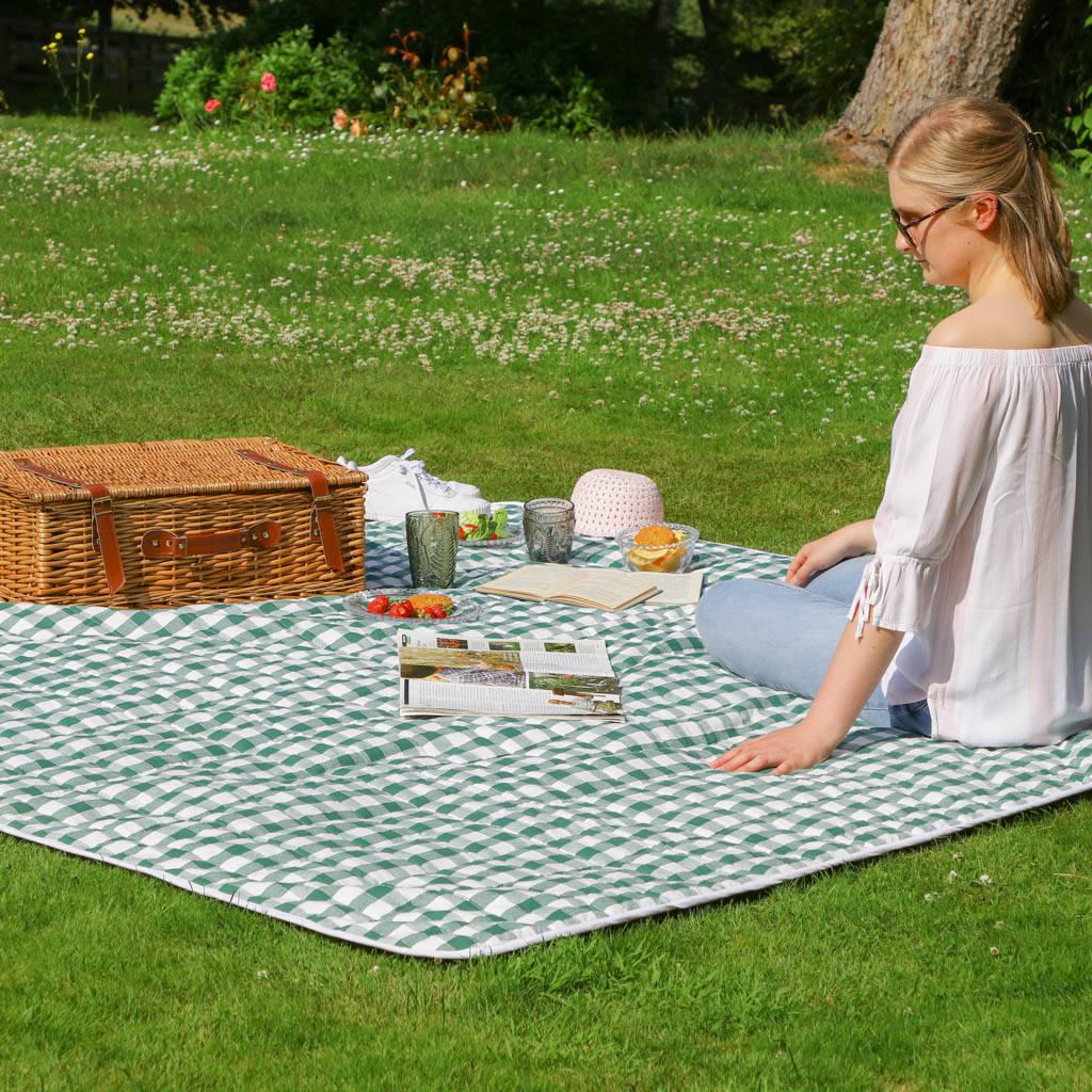 Quilted Reversible Gingham Picnic Blanket By Dibor | notonthehighstreet.com