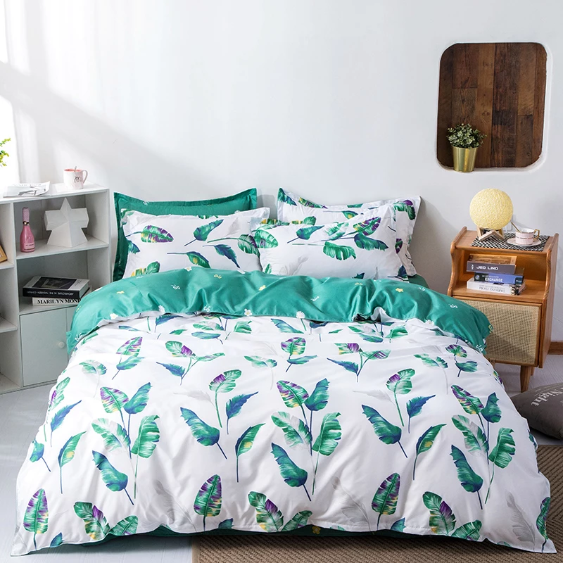 Nordic Bedding Sets Queen Size Plant Leaf Floral Plaid Stripe Duvet Cover Pillowcase Double King Set Quilt Cover Bed Sheet - Duvet Cover - AliExpress