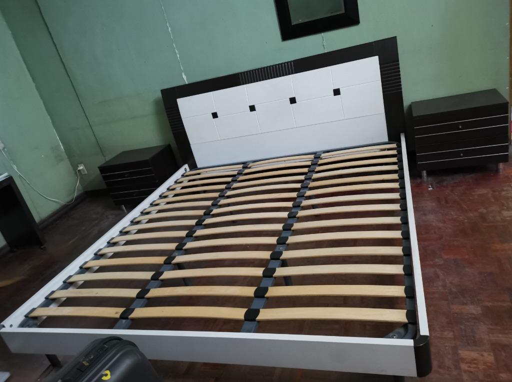 KING Size Bed Frame with 2 Night Table, Furniture & Home Living, Furniture, Bed Frames & Mattresses on Carousell