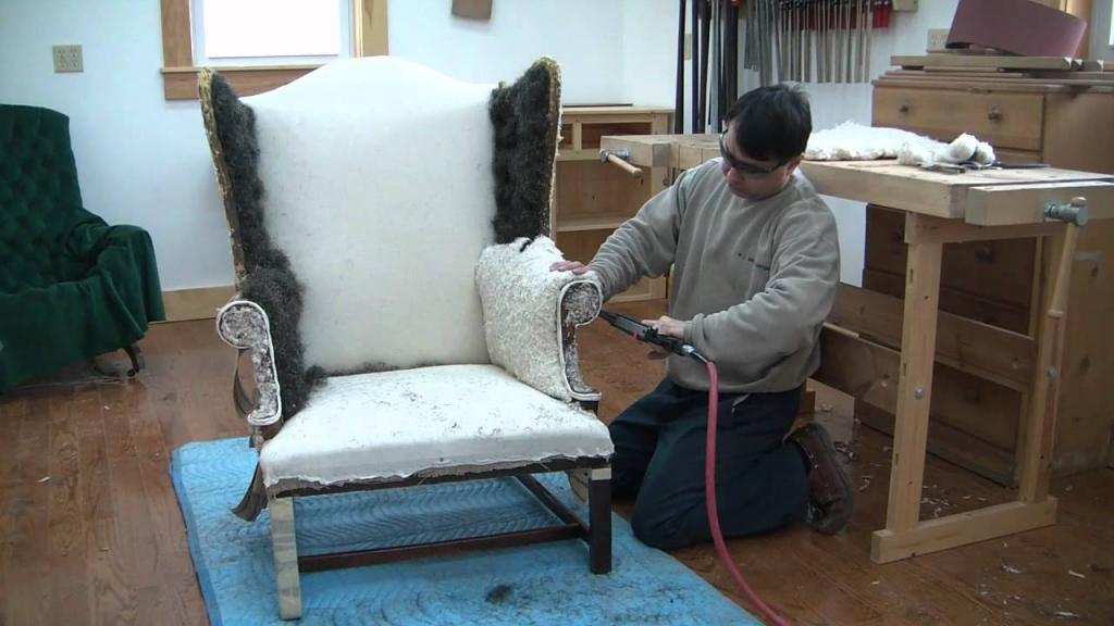 How To Reupholster A Wing Chair Chapter 14 - YouTube