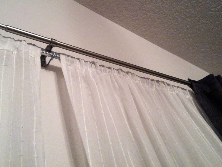 Create / Enjoy: Two pairs of DIY curtains for my dining room, plus a DIY double curtain rod | Double rod curtains, Curved curtain rods, Hanging curtain rods