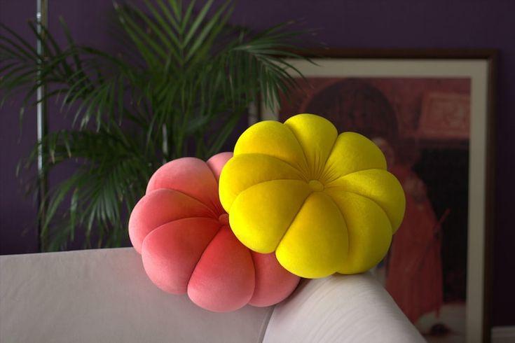 Flower velvet Round pillow 14,5\" hand made pillow,circular pillow,round throw pillow,velvet pillow"