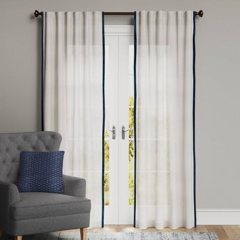 1pc Light Filtering Marlow Velvet Trim Window Curtain Panel - Threshold™ : Target