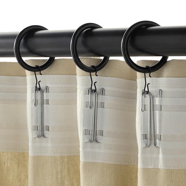 SYRLIG Curtain ring with clip and hook, black, 38 mm - IKEA