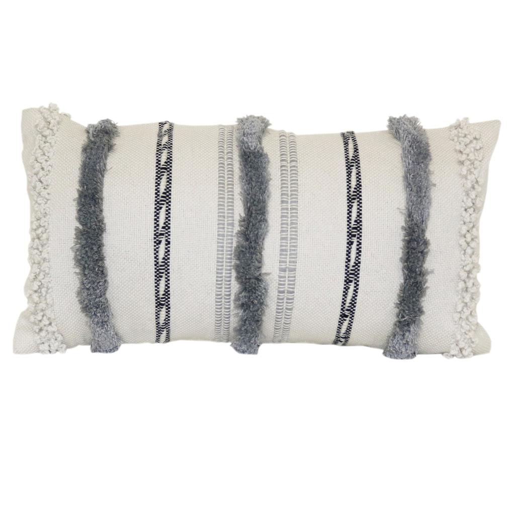 Origin 21 Striped Grey-white Rectangular Lumbar Pillow in the Outdoor Decorative Pillows department at Lowes.com