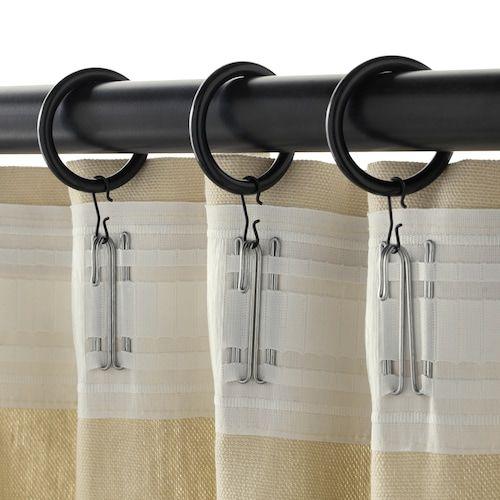 IKEA - SYRLIG Curtain ring with clip and hook, Black
