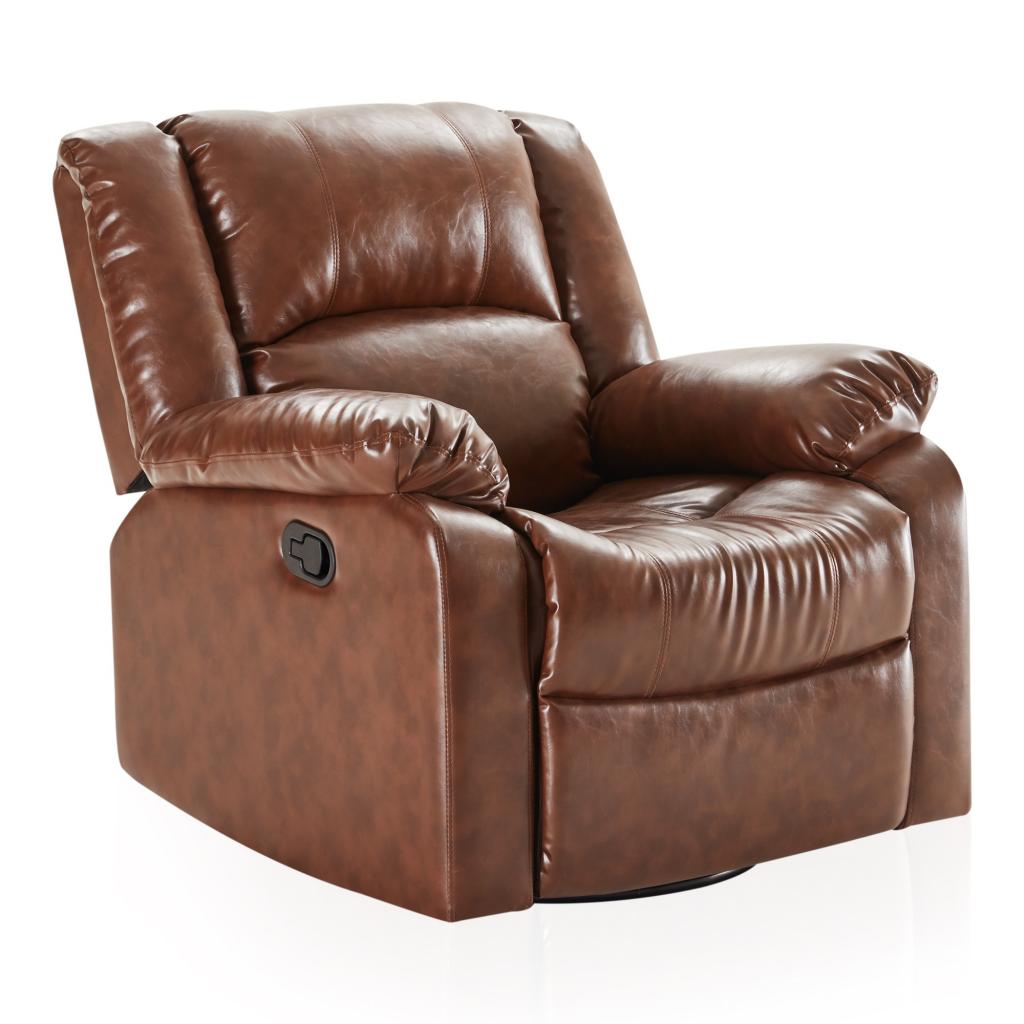 BELLEZE Faux Leather and Swivel Glider Recliner Living Room Chair, Caramel - Walmart.com