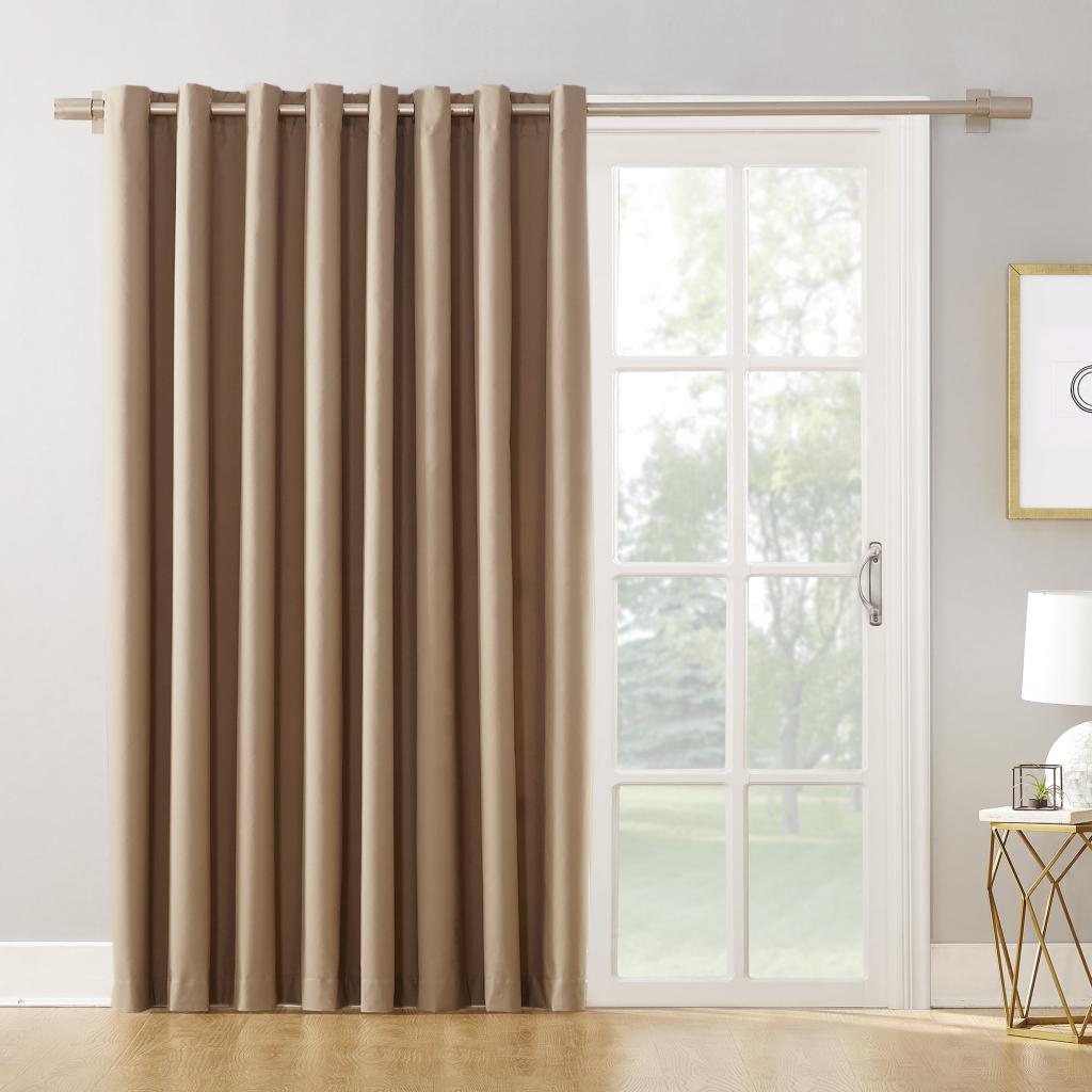 Mainstays Blackout Energy Efficient Extra Wide Sliding Glass Door Grommet Curtain Panel with Detachable Wand in Brownstone - Walmart.com