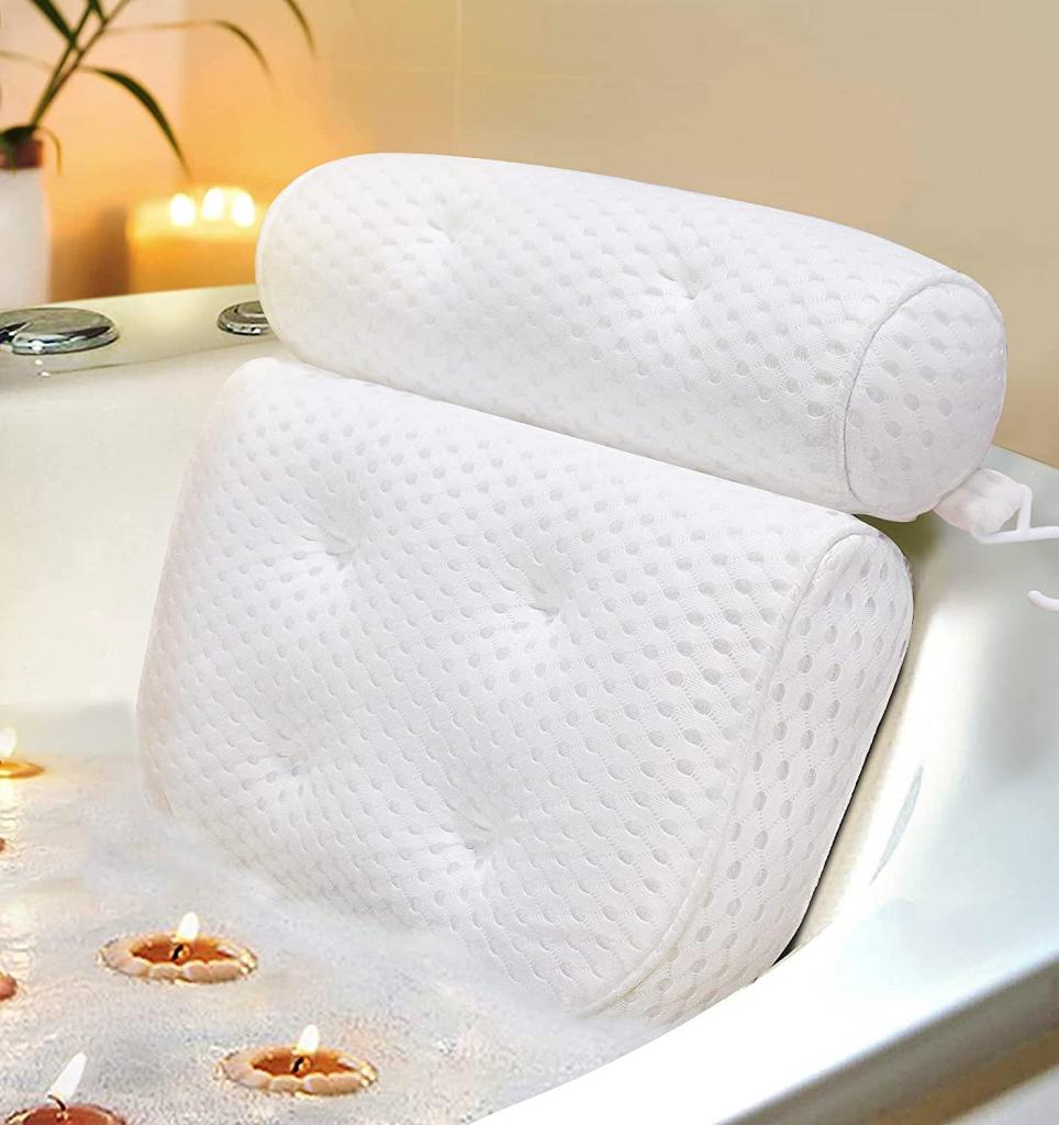 Amazon.com: Bath Pillow, Bathtub Pillow with Anti-Slip Suction Cups, 4D Mesh Soft Spa Bath Tub Pillow, Bath Pillows for Tub with Neck and Back Support Fits Bathtub Spa Tub Jacuzzi, Fathers Day