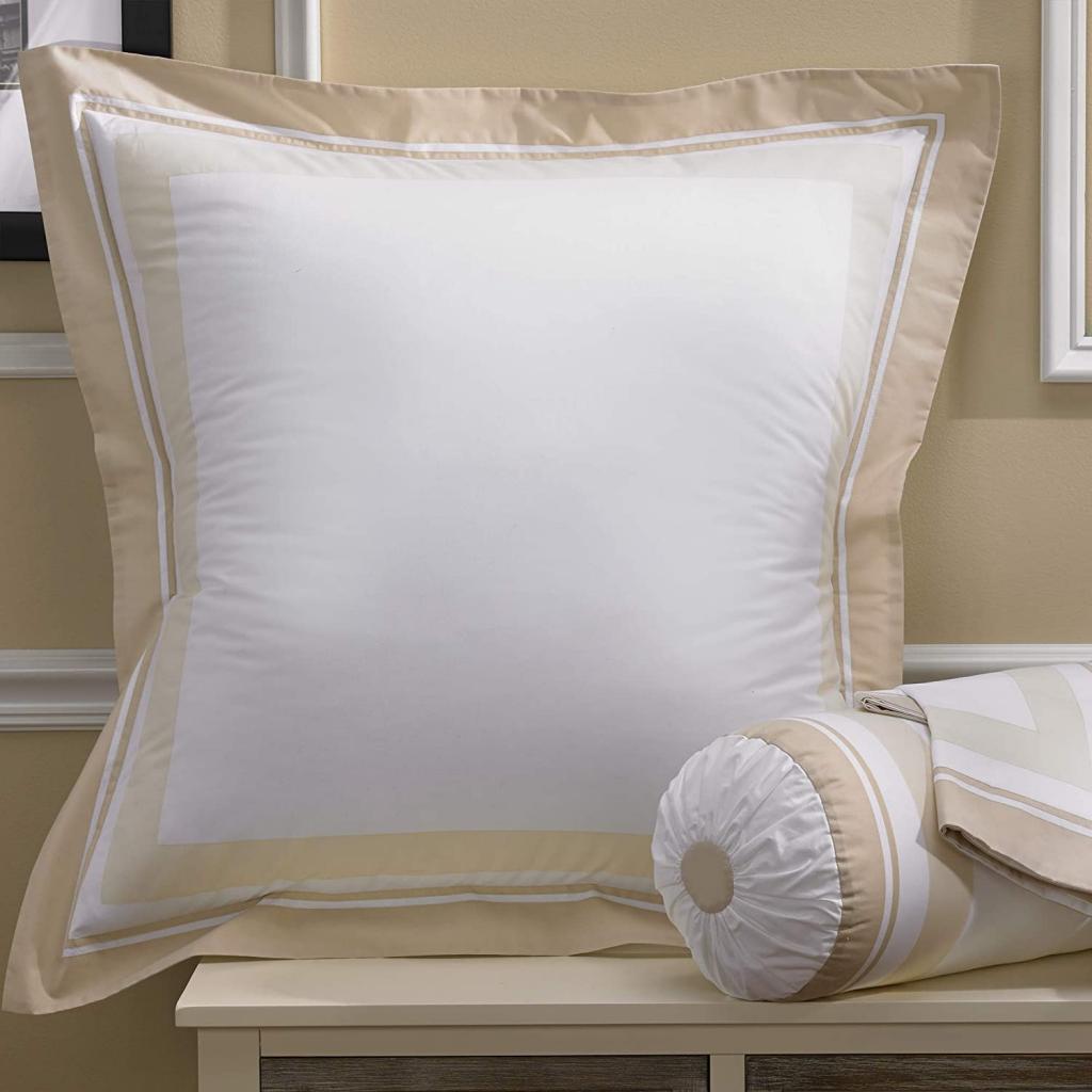 Amazon.com: Marriott Block Print Euro Sham - White and Taupe Pillow Sham for Euro Pillow (30" x 30") : Home & Kitchen