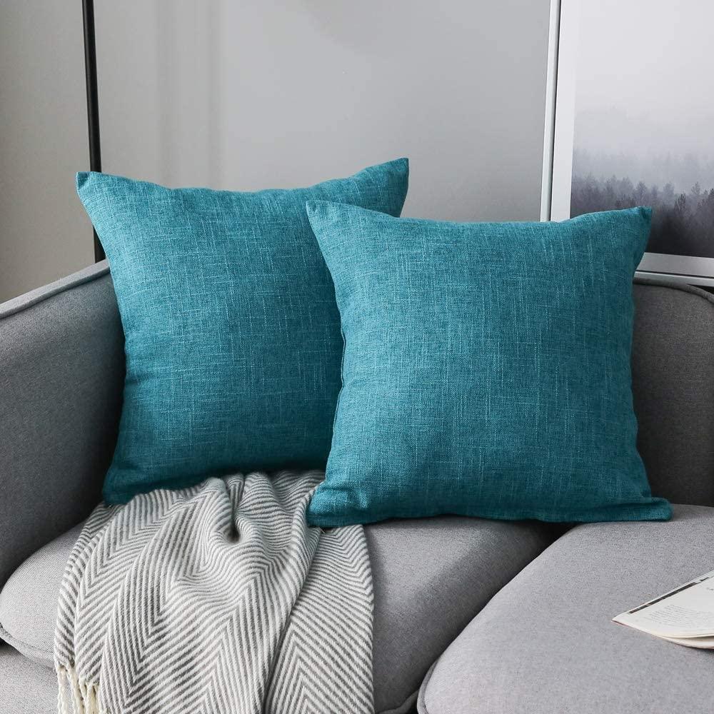 DecorXSet of 2 Lake Blue Pillow Covers Cotton Linen Decorative Square Throw Pillow Covers Cushion Case 20x20 Inch for Farmhouse Sofa Couch Home Decoration - Walmart.com