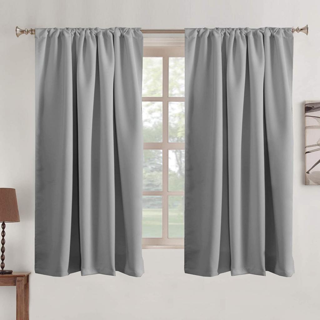 Amazon.com: Turquoize Gray Blackout Curtains Window Treatments Tab Curtains Thermal Insulated Light Blocking Drapes Back Tab/Rod Pocket Short Curtain Panels for Bedroom & Kitchen 2 Panel, Dove Gray, 52 x 63 :