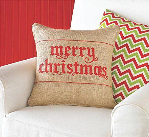 Mud Pie 15" Burlap Throw Pillow and "Merry Christmas" Message Wrap Set | Burlap throw pillows, Christmas pillow, Decorative holiday pillows