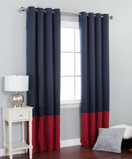Best Home Fashion Navy & Red Color Block Blackout Curtain Panel - Set of Two | Best Price and Reviews | Zulily