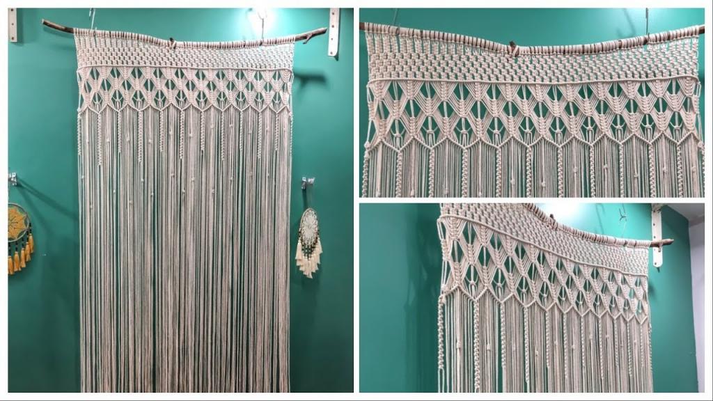 DIY Macrame Curtain With A Wooden Branch Tutorial / Basic Macrame For Beginners / DIY Boho Curtain - YouTube