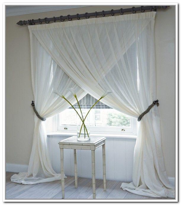 hanging criss cross curtains - Google Search hang biscuit/print panels this way? | Master bedrooms decor, Bedroom decor, House styles