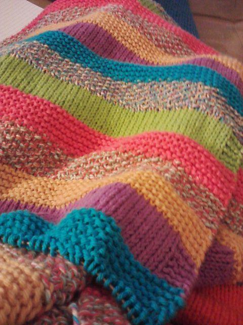 Blanket is worked flat, but to accommodate the large number of stitches, a circular needle… | Blanket knitting patterns, Knitting projects blanket, Striped blankets