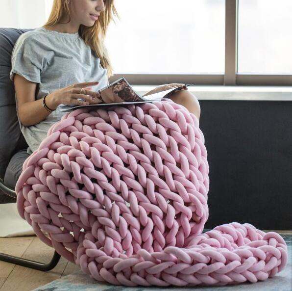 Handmade Chunky Knitted Blanket Thick Yarn Merino Wool Bulky Knitted Blanket Warm Winter Sofa Bed H | Knitted blankets, Chunky knit blanket, Braid blanket