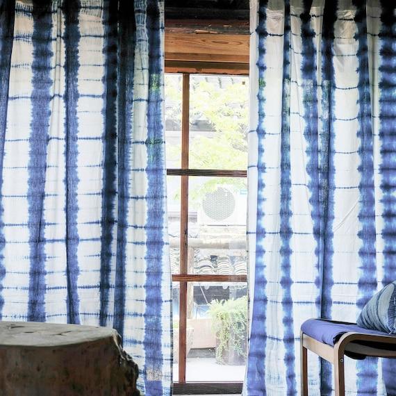 Indigo Natural Tie Dye Cotton Curtain Shibori Handmade Indigo - Etsy Australia