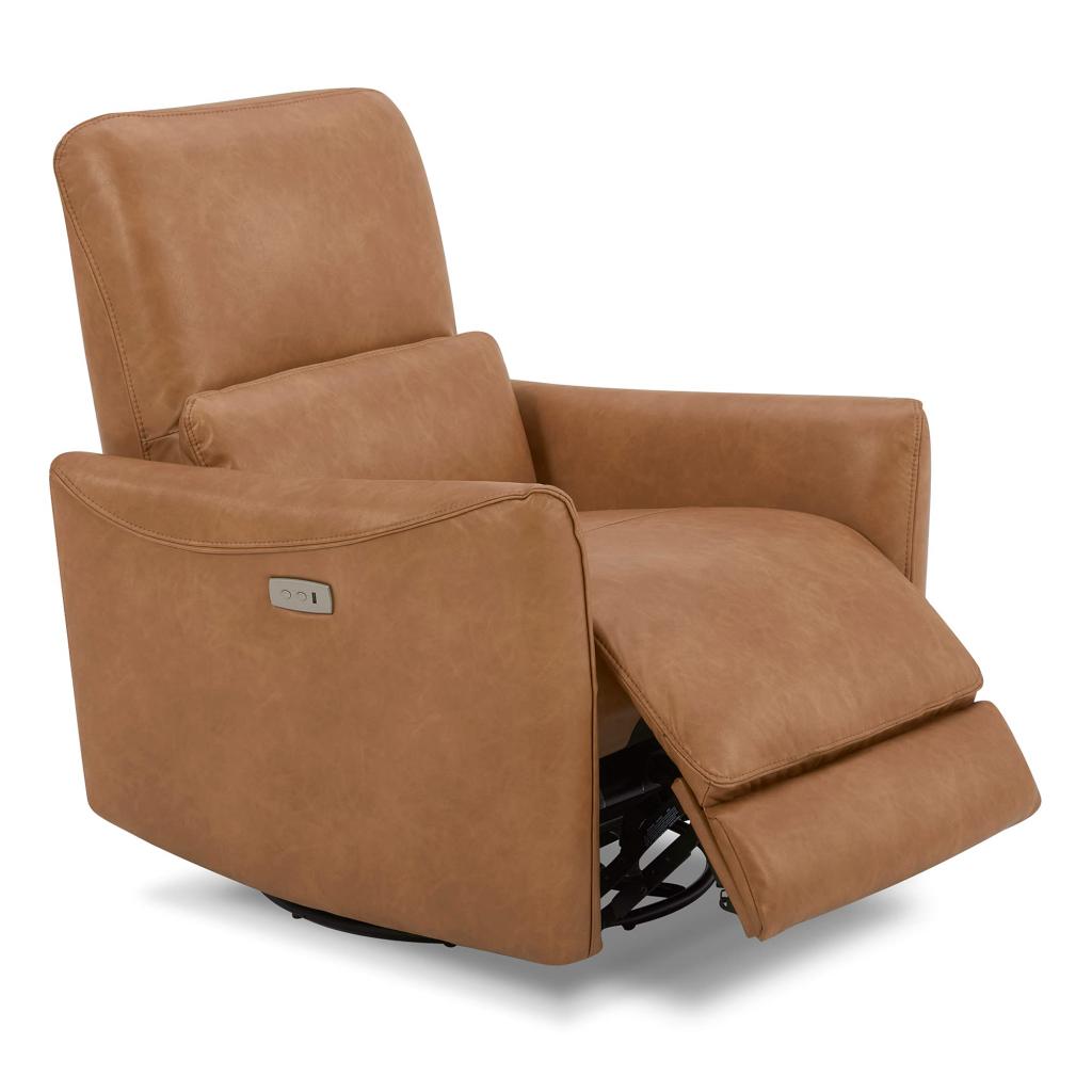 Amazon.com: CHITA Power Recliner Swivel Glider, Upholstered Faux Leather Living Room Reclining Sofa Chair with Lumbar Support, Cognac Brown : Home & Kitchen