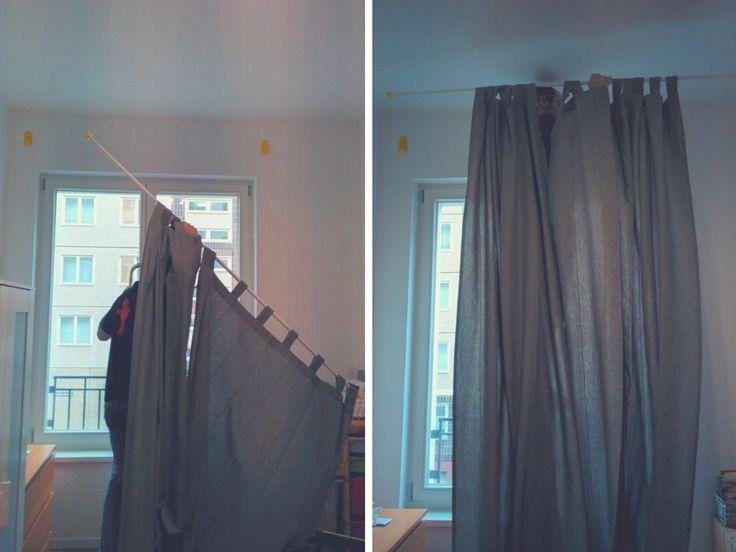 THE BEST WAY TO HANG CURTAINS WITHOUT DRILLING – packmahome | Hang curtains from ceiling, Curtains without drilling, Curtains without rods