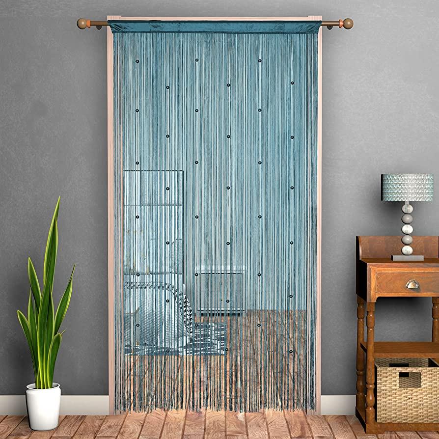 Amazon.com: YaoYue Beaded Curtain Door String Curtains for Doorways Tassels Beads Hanging Fringe Hippie Room Divider Window Hallway Wall Closet Bedroom Privacy Decor (Teal Blue, 39×110 in) : Home & Kitchen