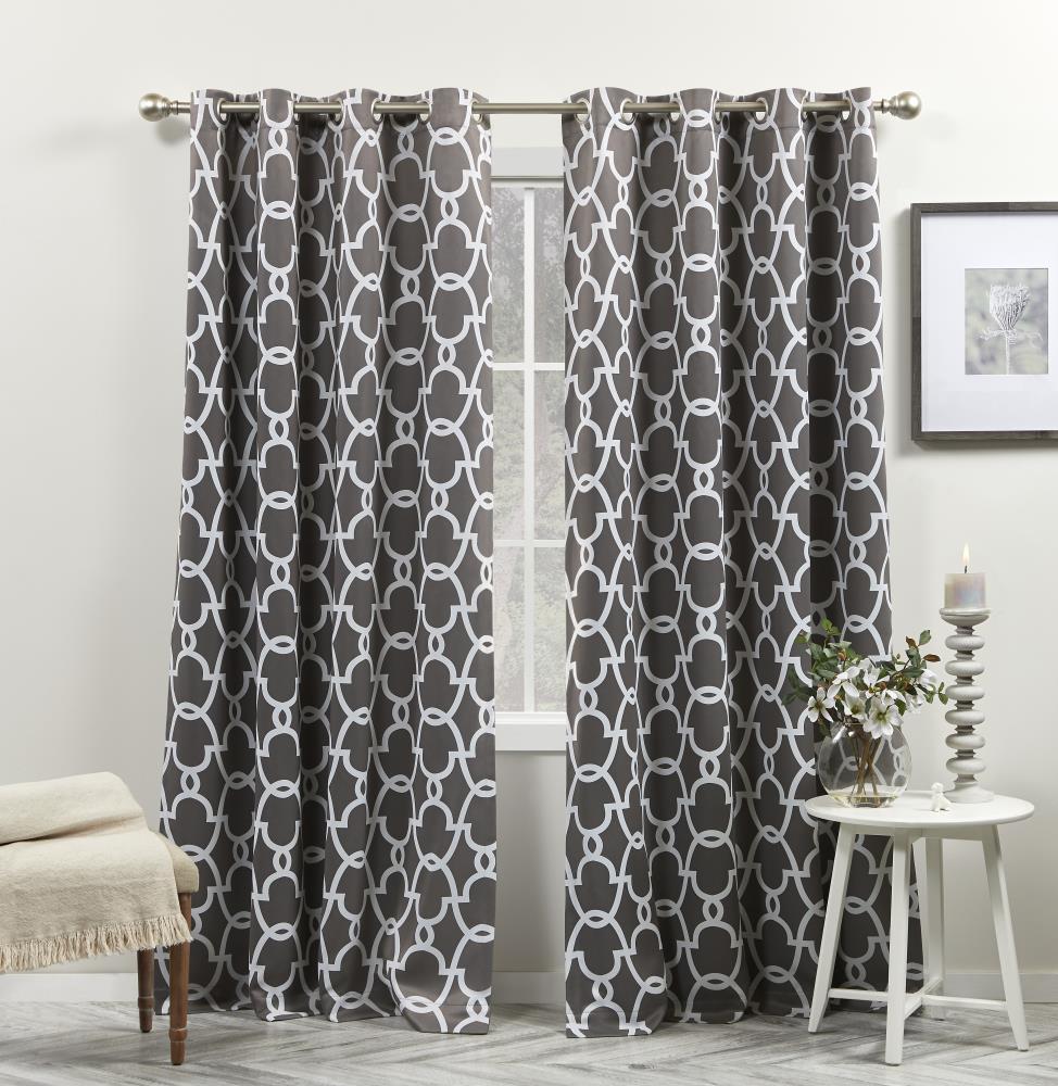 Design Decor 96-in Grey Polyester Room Darkening Standard Lined Grommet Curtain Panel Pair in the Curtains & Drapes department at Lowes.com