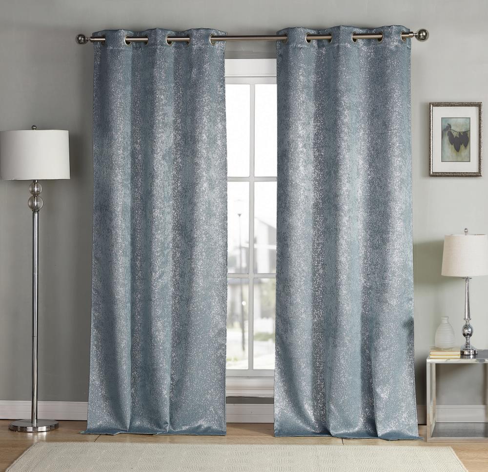 Duck River Textile 108-in Slate Blue Polyester Blackout Standard Lined Grommet Curtain Panel Pair in the Curtains & Drapes department at Lowes.com