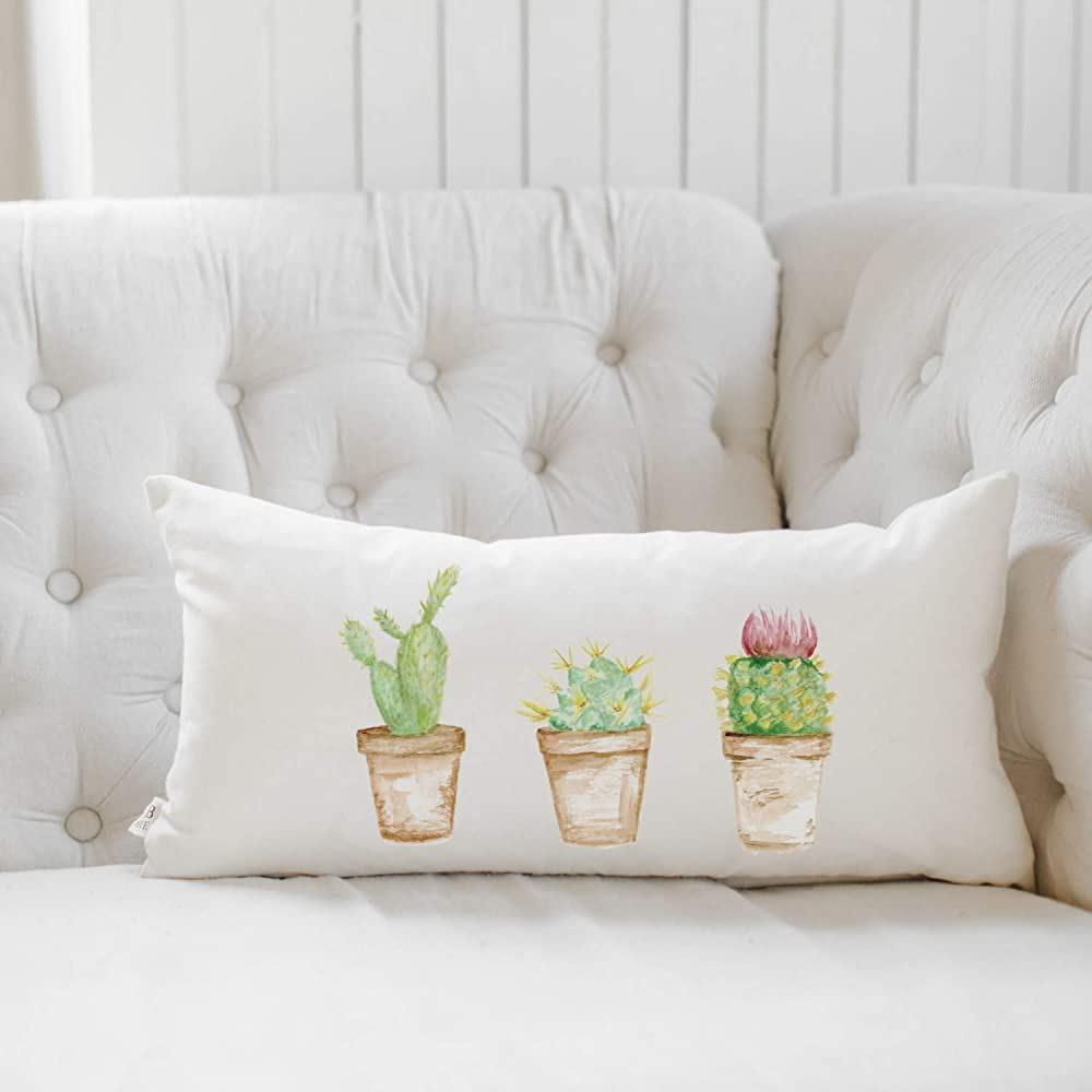 Amazon.com: Lumbar Pillow - Cactus Watercolor - Handmade in the USA, calligraphy, home decor, wedding gift, engagement present, housewarming gift, cushion cover, throw pillow : Handmade Products
